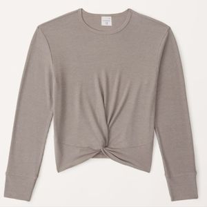 NWT Abercrombie & Fitch Kids Long-sleeve twist-front rib tee in Taupe Size 11-12